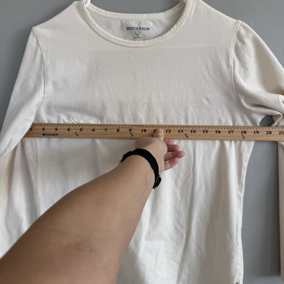 WoolRich Long Sleeve Crew Neck T-Shirt Woman’s Size M Ivory Cream Off White - Picture 8 of 10